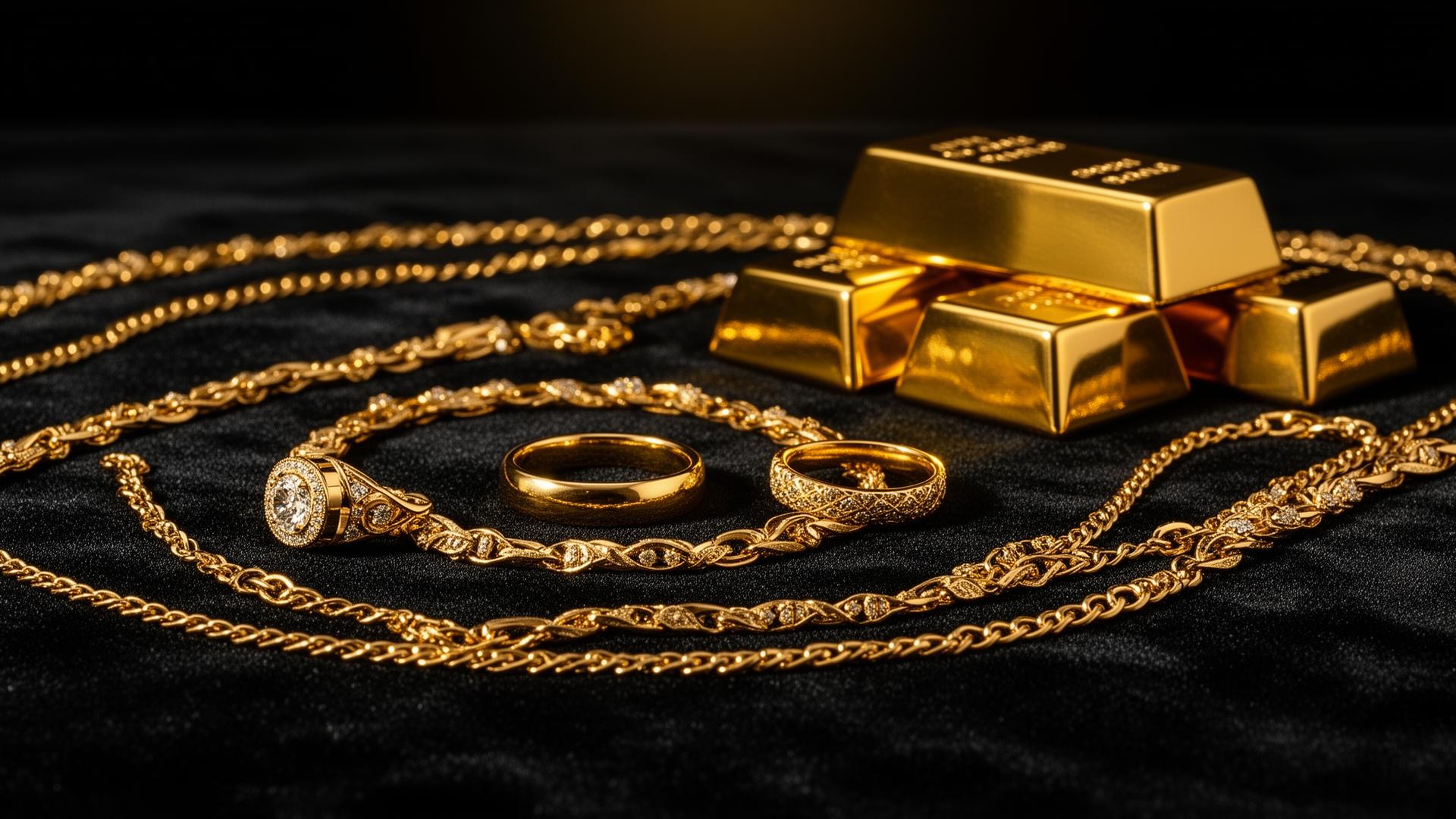 Joias de ouro - correntes, anéis, pulseiras e relógios em Marília